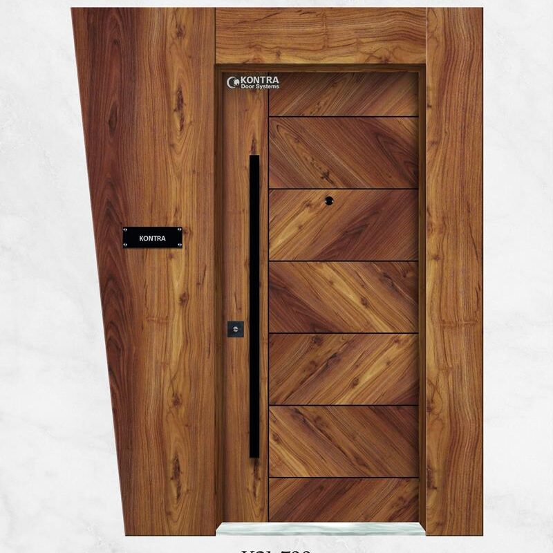 Entrance Villa Steel Security Doors with Wooden Coated Finishing 1