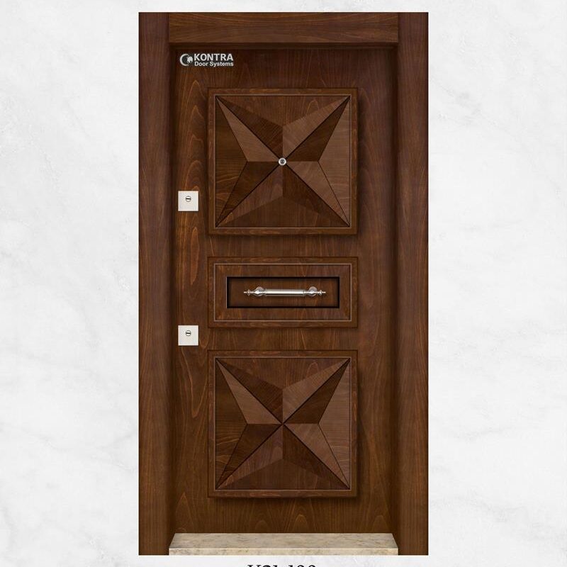 Luxury Steel Security Doors with Wooden Coated Finishing